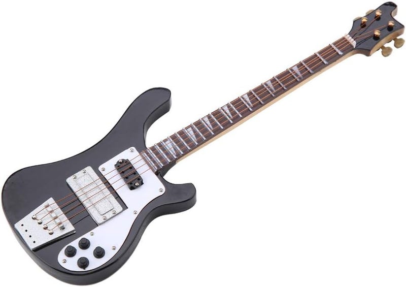 Miskall Electric Bass Model, Black Miniature Bass Guitar Replica with Stand and Case Instrument Model Ornaments Gift - Image 5